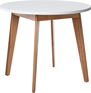 Photo 1 of Amazon Brand – Rivet Noah Round Modern Ash Dining Table, 35.4"W, White
