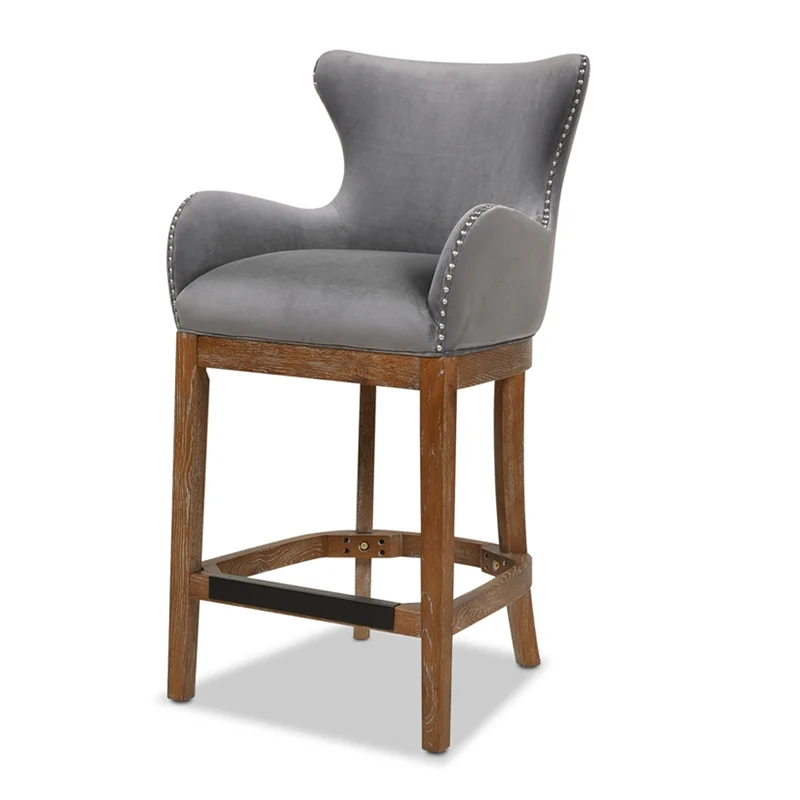 Photo 1 of Blake Modern 26" Counter-Height Barstool with Armrests Classic Grey
