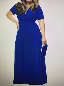 Photo 1 of POSESHE Women's V-Neck Short Sleeve Plus Size Evening Party Maxi Dress XX-Large
