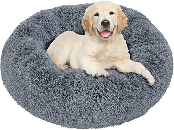 Photo 1 of Active Pets Plush Calming Dog Bed, Donut Dog Bed for Small Dogs, Medium & Large, Anti Anxiety Dog Bed, Soft Fuzzy Calming Bed for Dogs & Cats (32")