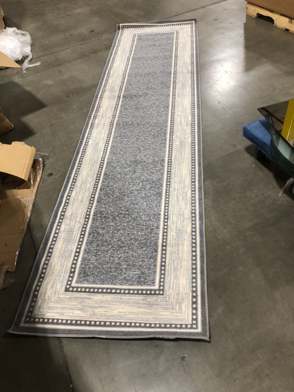Photo 1 of 31 x 119 inch grey long rug, grey and beige 