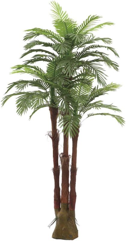 Photo 1 of AMERIQUE Pair Gorgeous 6 Feet Triple Tropical Palm Artificial Plant Tree with Standable Trunk, Real Touch Technology, with UV Protection, 6', Green,