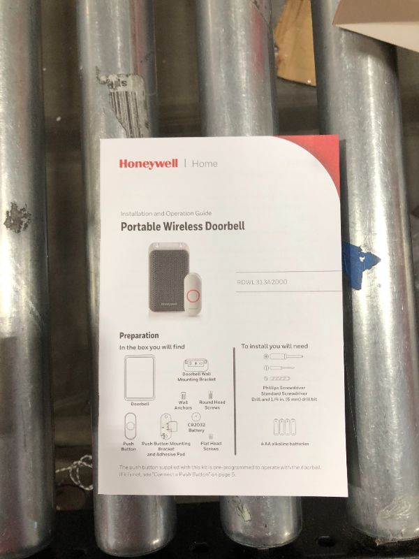 Photo 3 of Honeywell Home RDWL311A2000/E Doorbell Portable Wireless Doorbell & Push Button-3 Series, Gray
