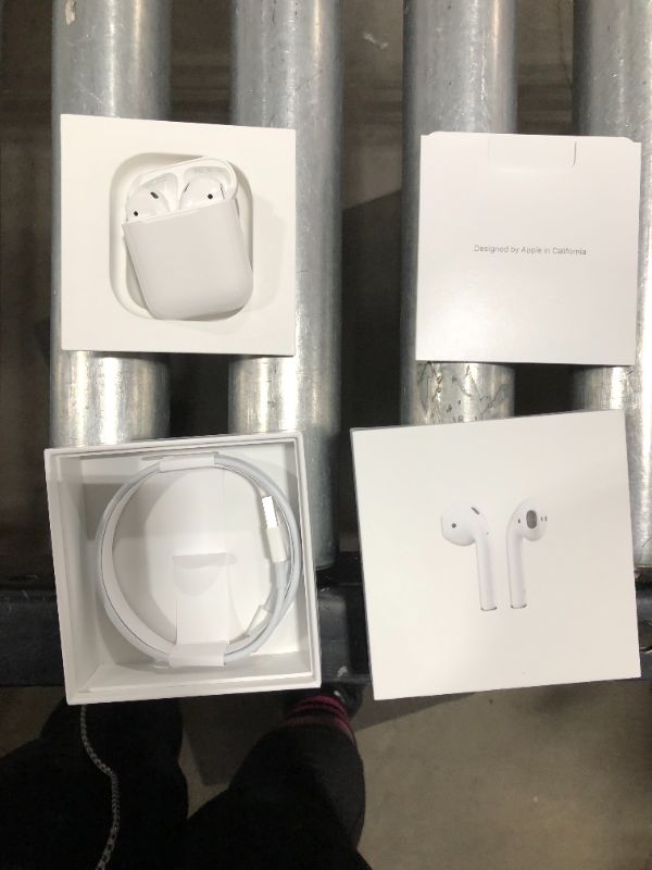 Photo 2 of Apple AirPods (2nd Generation) MV7N2AM/a with Charging Case - Stereo - Wireless - Bluetooth - Earbud - Binaural - in-ear
factory sealed prior to processing
