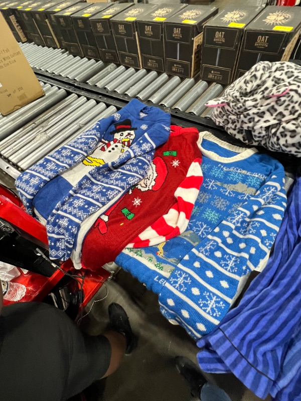 Photo 3 of BOX LOT: 3 christmas sweaters, 1 onesie, 15 nightwear items