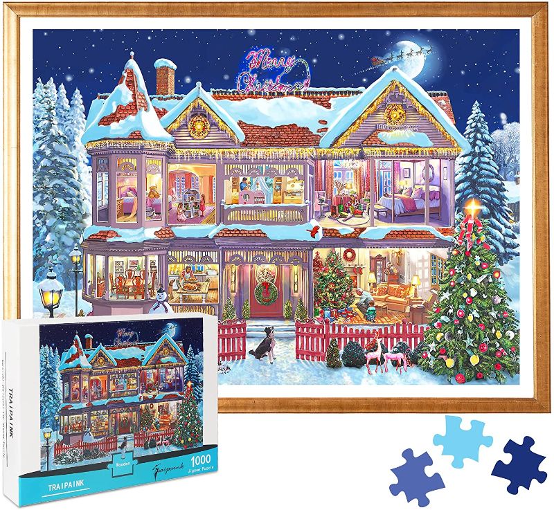 Photo 2 of Jigsaw Puzzles for Adults, 1000 Piece Puzzles, 30" x 20"Large Size Carnival Christmas Eve Large Puzzle Game Artwork, Educational Intellectual...
