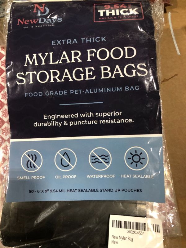 Photo 2 of 50 Packs Reusable Mylar Bags with Oxygen Absorber 1 QUART 50- 6* 9 Mylar Bags for food storage for Grains, Wheat, Rice, Legumes, Meat Long Term Food Storage Home Organization
