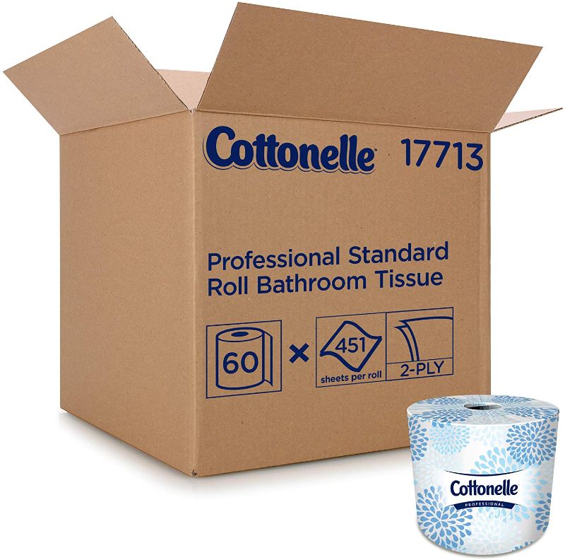 Photo 1 of Cottonelle Professional Bulk Toilet Paper for Business (17713), Standard Toilet Paper Rolls, 2-Ply, White, 60 Rolls/Case, 451 Sheets/Rol