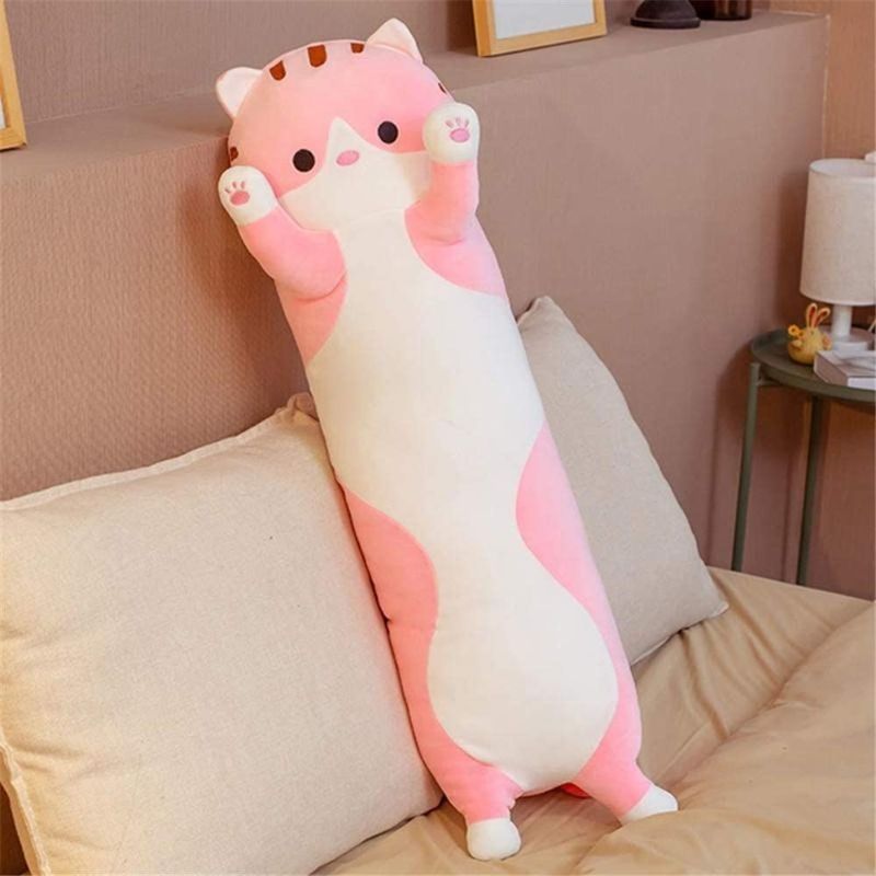 Photo 1 of  Lovely Plush Cat Doll Cute Cartoon Soft Stuffed Kitten Pillow Long Throw Sleeping Pillow 