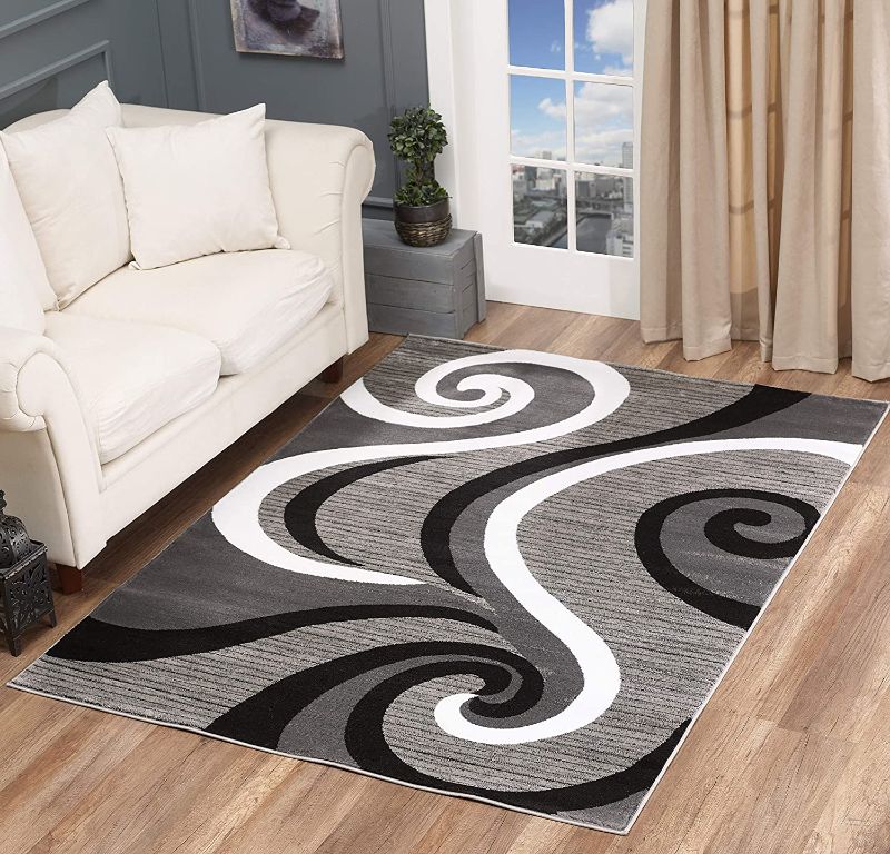 Photo 1 of Glory Rugs Black Area Rug 8x10 Gray Modern Carpet 