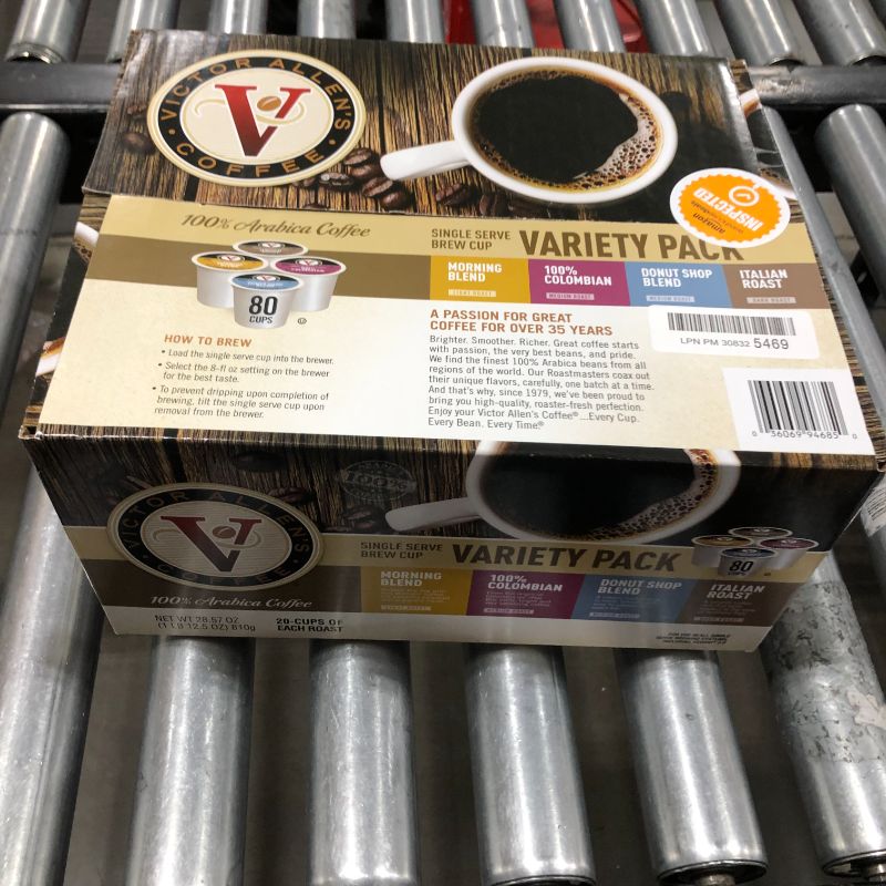 Photo 2 of Victor Allen's 80 Count Single Serve Cup Variety Pack of Morning Blend, 100% Colombian, Donut Shop and Italian Roast (Compatible with 2.0 Keurig Brewers)