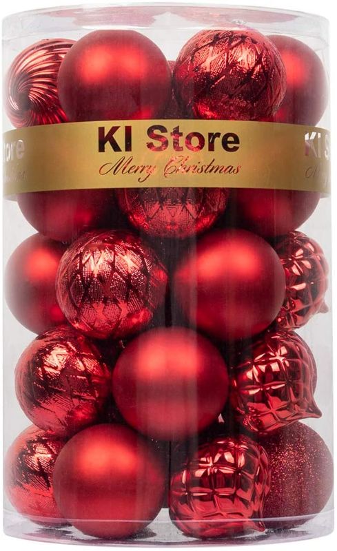 Photo 1 of Christmas Balls Red Shatterproof Christmas Tree Ball Ornaments Decorations for Xmas Tree