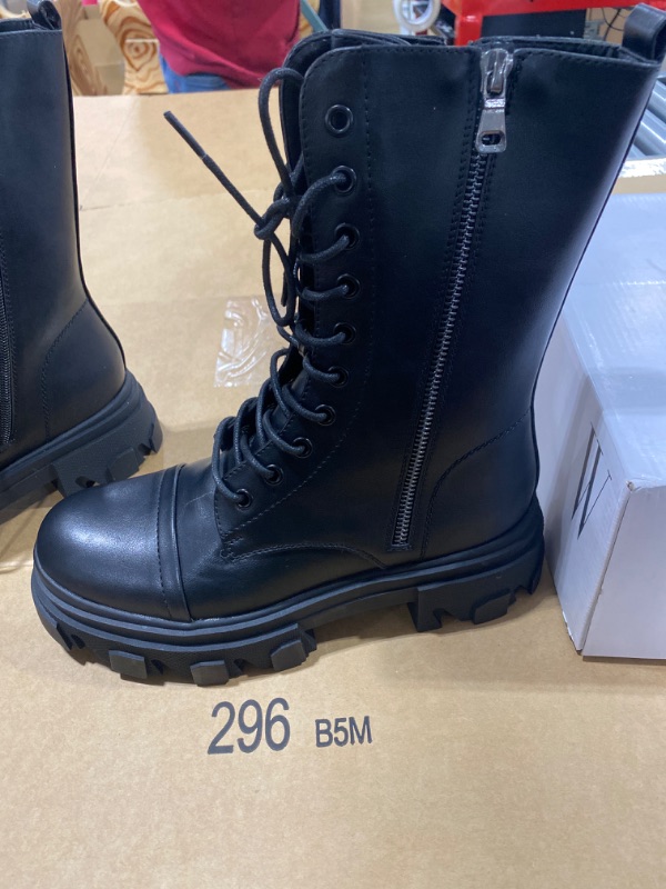 Photo 2 of Womens Black Combat Boots, Size 7.5