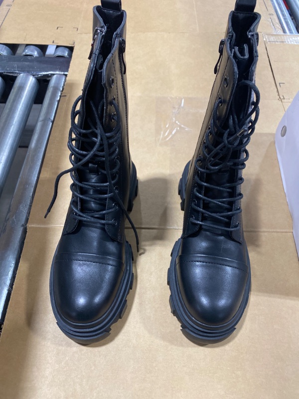 Photo 1 of Womens Black Combat Boots, Size 7.5
