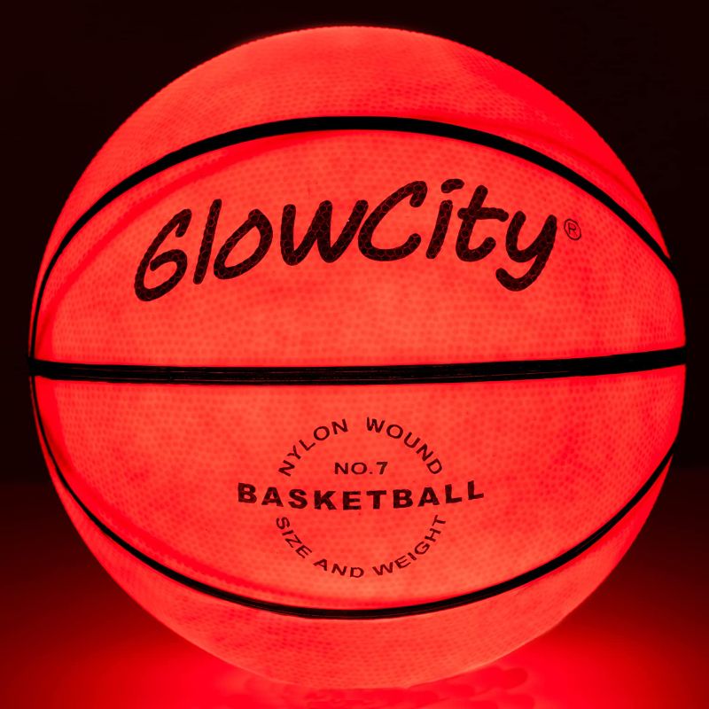 Photo 1 of GlowCity Glow in The Dark Basketball - Light Up, Indoor or Outdoor Basketballs with 2 LED Lights and Pre-Installed Batteries - Gift Ideas for Teen Boys and Girls?