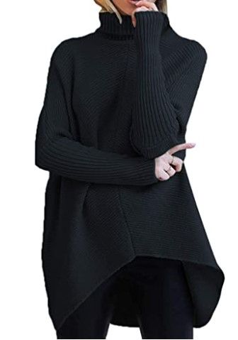Photo 1 of ANRABESS Womens Turtleneck Long Batwing Sleeve Asymmetric Hem Casual Pullover Sweater Knit Tops large