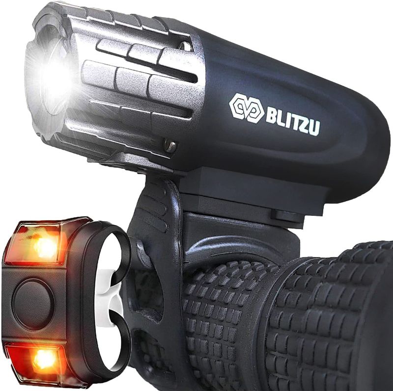 Photo 1 of BLITZU Bike Lights Front and Back, Bicycle Accessories for Night Riding, Cycling. Reflectors Powerful Headlight and Taillight Rear LED Safety Light Set for Men, Women, and Kids Mountain Bikes.
