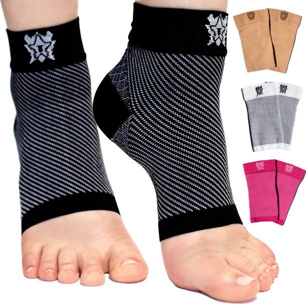 Photo 1 of Bitly Plantar Fasciitis Socks, Breathable All-Day Wear Compression Foot Sleeves with Arch Support for Men and Women (Black, Medium)
