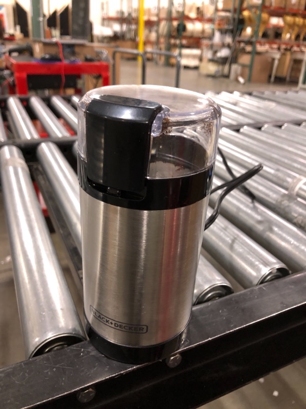 Photo 1 of BLACK+DECKER Coffee Grinder One Touch Push-Button Control, 2/3 Cup Bean Capacity, Stainless Steel
