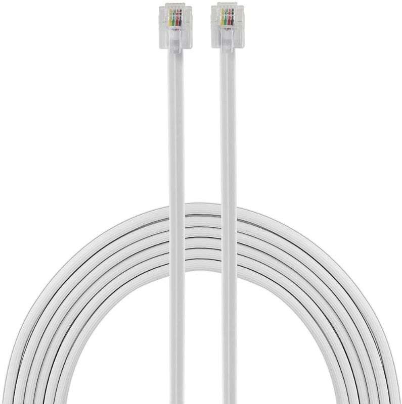 Photo 1 of Power Gear Telephone Line Cord, 100 Feet, Phone Cord, Modular Jack Ends, Works for Phone, Modem or Fax Machine, for Use in Home or Office, White, 27638
