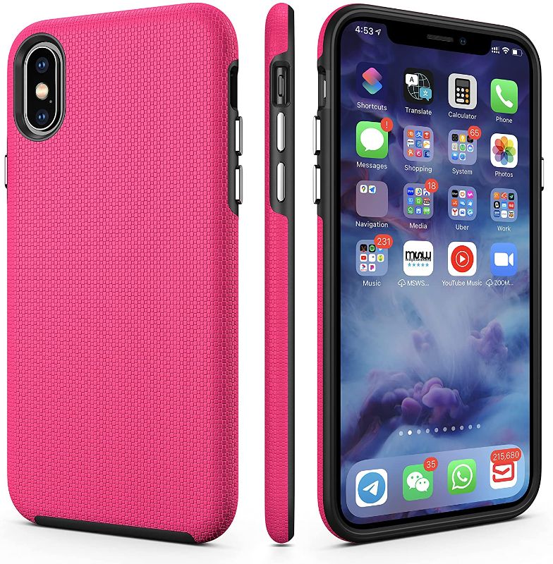 Photo 1 of CellEver Case for iPhone Xs/iPhone X, 5.8-Inch, Dual Guard Series Protective Shock-Absorbing Scratch-Resistant Rugged Drop Protection Cover (Pink)