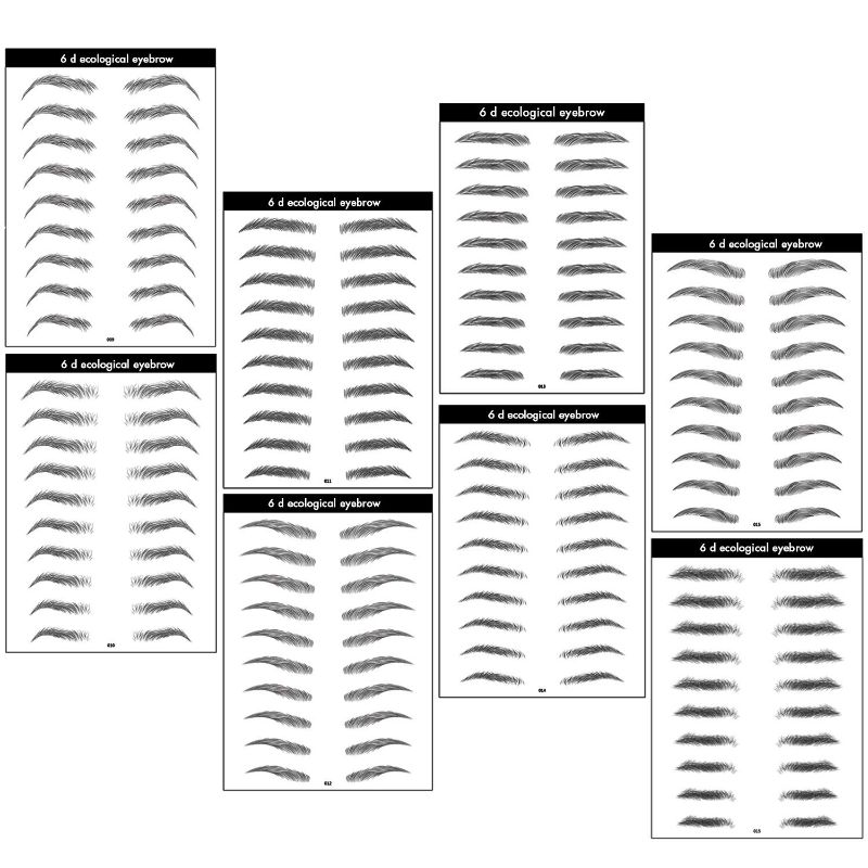 Photo 1 of 8 Pcs Hair-Like Authentic Eyebrows, Waterproof Imitation Ecological Natural Tattoo Eyebrow Stickers, Grooming Shaping Brow Shaper Makeup Eyebrow Transfer,8 Styles?Different sizes?