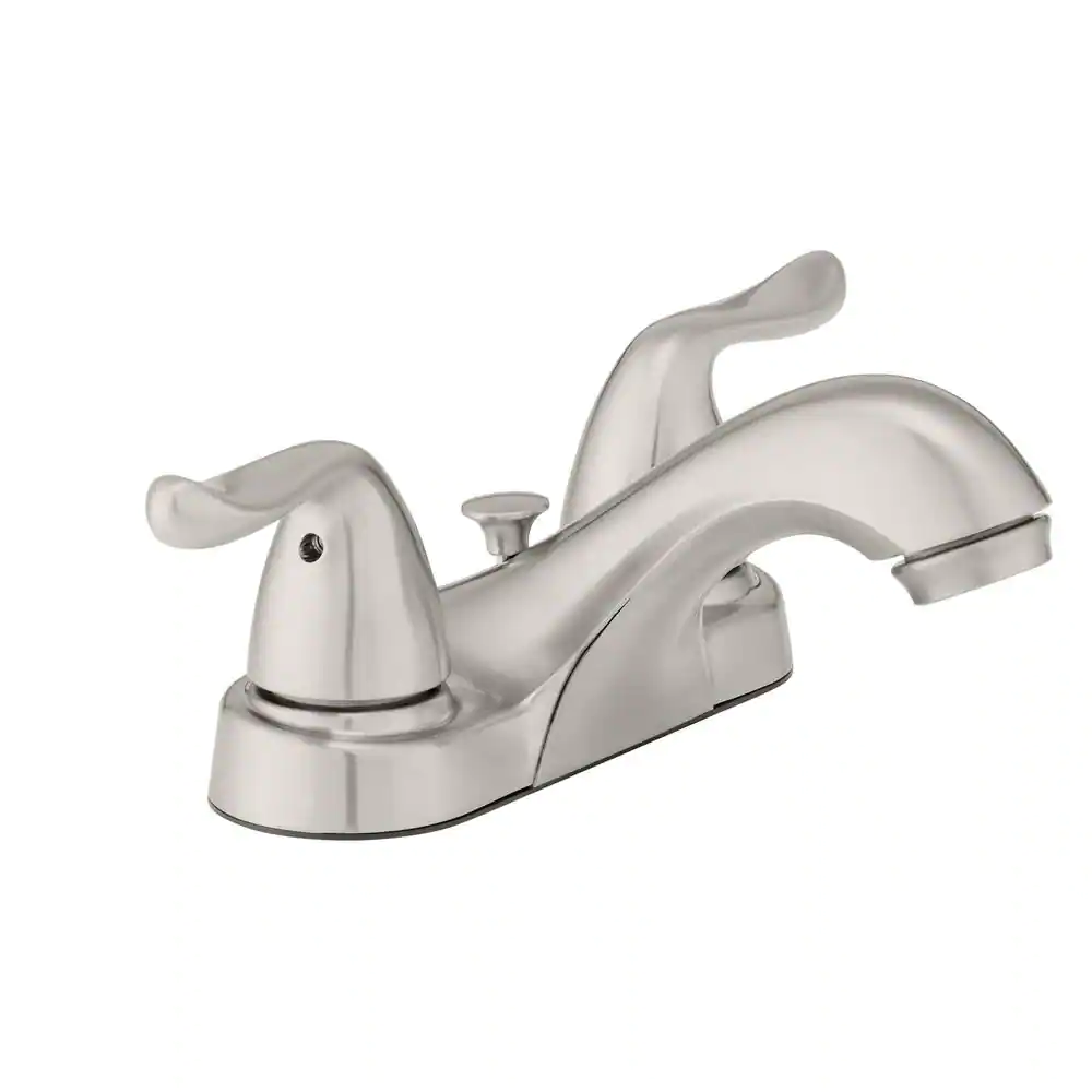 Photo 1 of Constructor 4 in. Centerset 2-Handle Low-Arc Bathroom Faucet in Brushed Nickel
