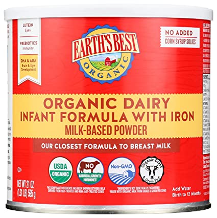 Photo 1 of Earth's Best Organic Baby Formula, Dairy Based Powder Infant Formula with Iron, Non-GMO, Omega-3 DHA and Omega-6 ARA, 21 oz
