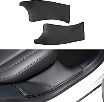 Photo 1 of Basenor Tesla Model Y Rear Door Entry Protector Mat Leather Liner for 2022 2021 2020 Tesla Model Y Accessories
