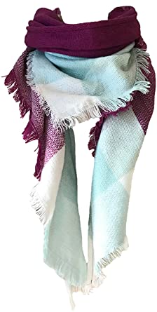 Photo 1 of Wander Agio Womens Warm Long Shawl Winter Wraps Large Scarves Knit Cashmere Feel Plaid Triangle Scarf
