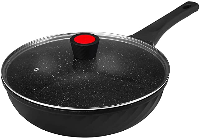 Photo 1 of Cainfy Nonstick Wok Pan with Lid, 12 Inch Stir Fry Pan Induction Compatible, Lightweight Large Family Frying Cookware
