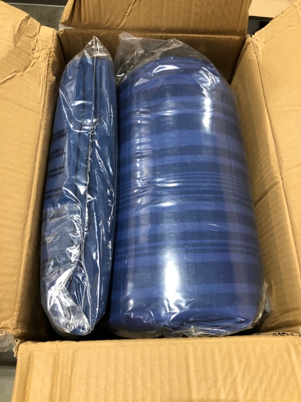 Photo 2 of Amazon Basics 5-Piece Lightweight Microfiber Bed-In-A-Bag Comforter Bedding Set - Twin/Twin XL, Blue Calvin Stripe
