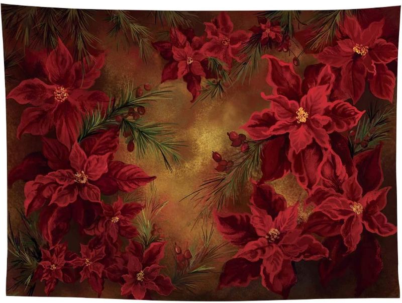 Photo 1 of Allenjoy 8x6ft Red Floral Photography Backdrop Supplies for Christmas Girls Princess Portrait Pictures Shoot Props Bloomy Flowers Studio Winter New Year Baby Shower Professional Photoshoot Favors
