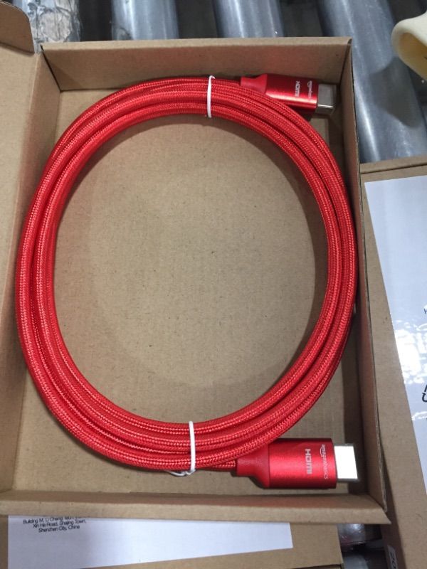 Photo 2 of Amazon Basics 10.2 Gbps High-Speed 4K HDMI Cable with Braided Cord, 10-Foot, Red
