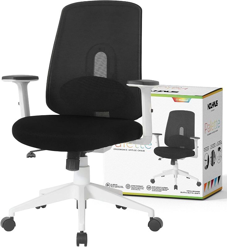 Photo 1 of NOUHAUS Palette Ergonomic Office Chair Comfortable Swivel Computer Desk Chair, Lumbar Adjust Rolling Chair. (Black)
