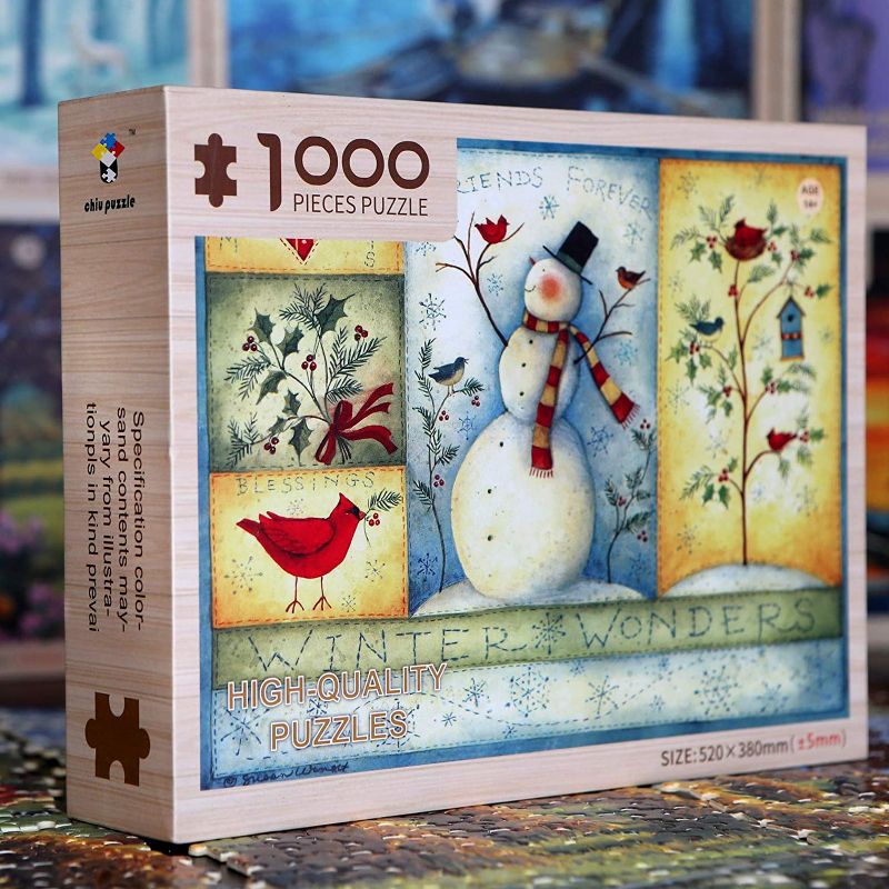 Photo 1 of 1000 Pieces Wooden Puzzles for Adults Christmas Snowman Jigsaw Puzzles 20.5 X 15 inch?52 X 38cm?
