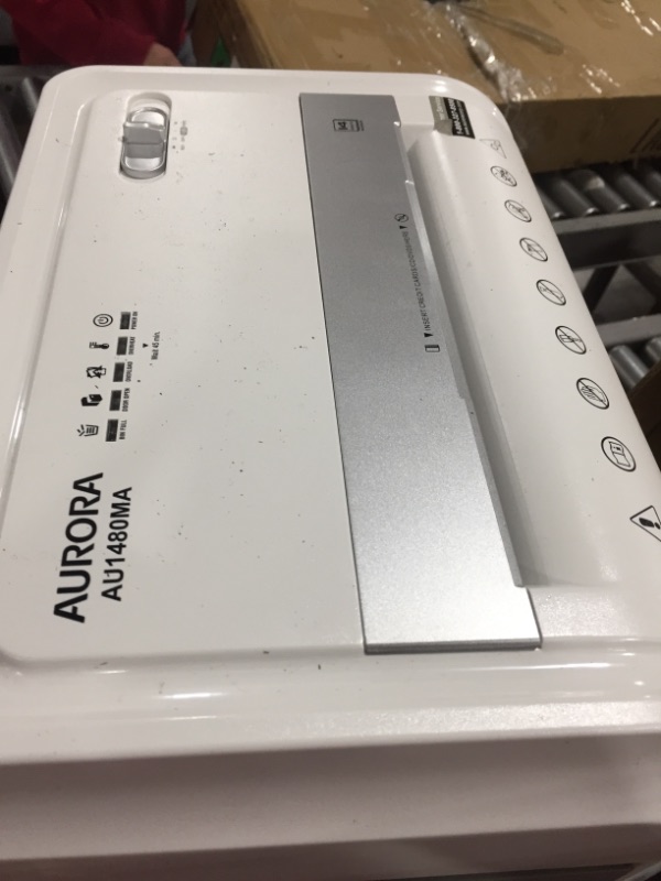 Photo 3 of Aurora AU1480MA Professional Grade 14-Sheet Micro-Cut Paper and CD/Credit Card Shredder/ 30 Minutes Continuous Run Time, White/Gray
