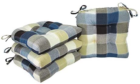 Photo 1 of Arlee Home Fashions® Harris Plaid Chair Pad in Cobalt (Set of 4)

