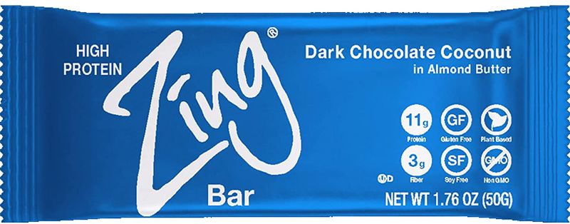 Photo 1 of Zing Plant Based Protein Bar | Dark Chocolate Coconut , 12 Count | Macaroon Style Shaved Coconut | 11g Protein and 3g Fiber | Vegan, Gluten Free, Non GMO | Created by Professional Nutritionists
**BEST BY:04/17/2022***
