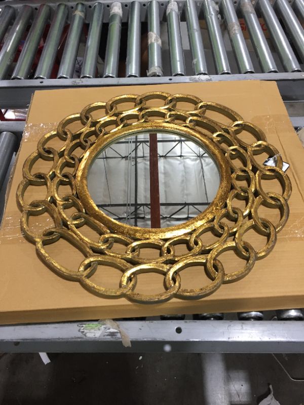 Photo 1 of 23-1/4" round wood framed mirror gold 2 Pack