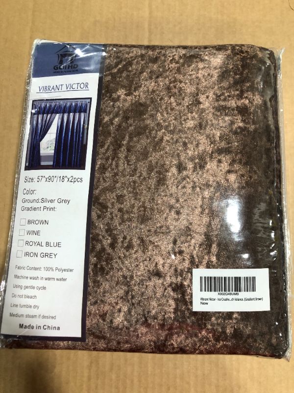 Photo 3 of GOHD Vibrant Victor Ice Crushed Velvet Curtain Gradient Brown 57W x 90L