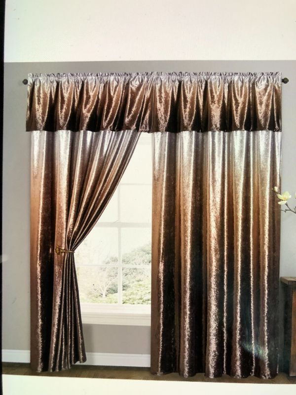 Photo 1 of GOHD Vibrant Victor Ice Crushed Velvet Curtain Gradient Brown 57W x 90L