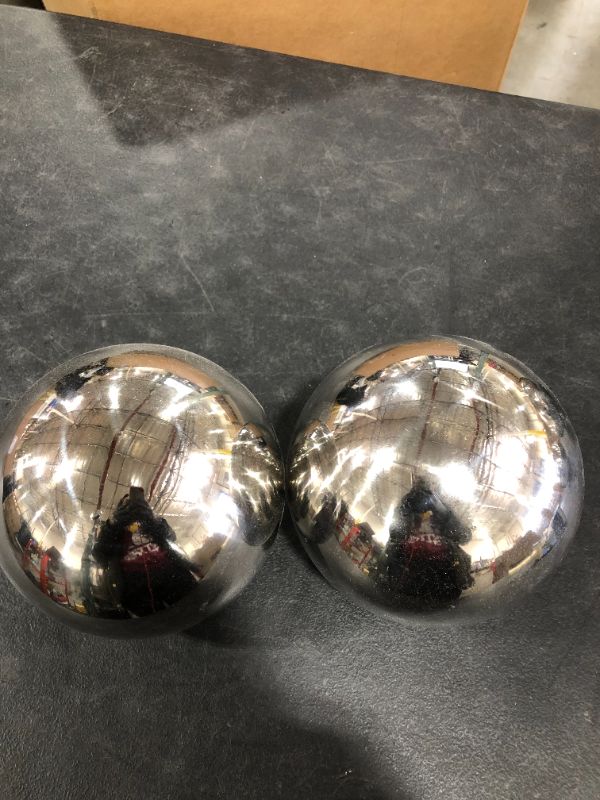 Photo 1 of 2 PIECES DECORATIVE 7INCHES SILVER SPHERES TABLE DECORATIONS
