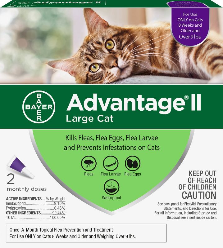 Photo 1 of Advantage II Flea Spot Treatment for Cats, over 9 lbs 2 Pack
