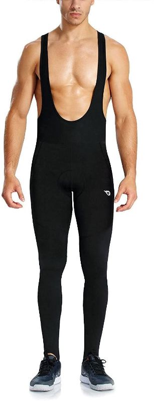 Photo 1 of BALEAF Men's Thermal Cycling Bib Tights 3D Padded Pants Long Bike Winter Gear Cold Weather Fleece Lined Leggings, Large