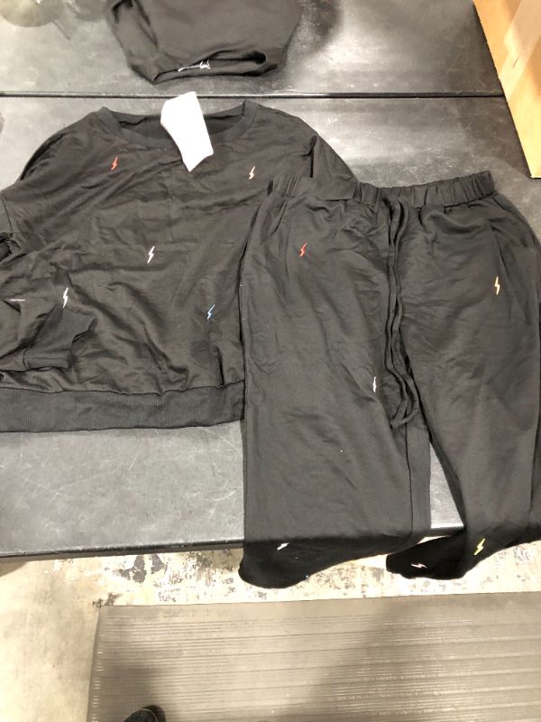 Photo 1 of Jogger Suit Black with Colored Lighting Bolts, Medium 