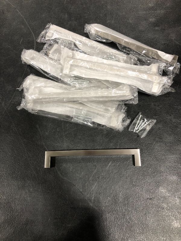 Photo 1 of 10 Pack goldenwarm Brushed Nickel Cabinet Pulls Square Cabinet Handles - Modern Kitchen Cabinet Handles Stainless Steel Cabinet Hardware for Cabinets Bathroom 92mm Hole Centers