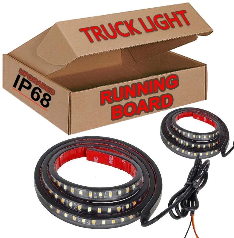 Photo 1 of [2pc 70-Inch] Truck Light Running Board LED Kit for Extended Cab & Crew Cab Trucks - [AMBER/WHITE] - Turn Signal Side Marker & Courtesy Light Bar Strip for Pickup Trucks, SUV, Cars, and Work Van [70"]