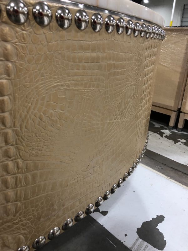 Photo 3 of FAUX MARBLE AND LEATHER CREME COLORED CROCODILE SKIN VINYL 54L X 30W X 16H INCHES