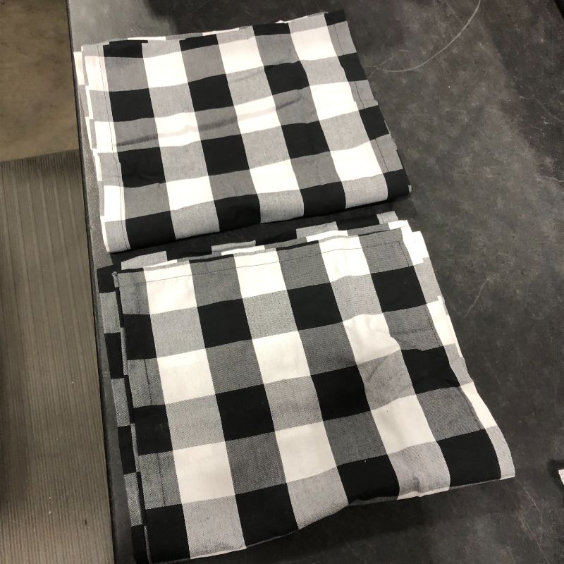 Photo 2 of 15 x 106 inch Buffalo Check Table Runner, Black and White Set of 2